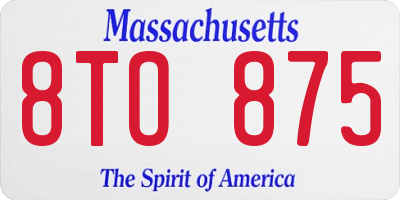 MA license plate 8TO875