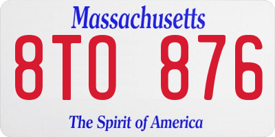 MA license plate 8TO876