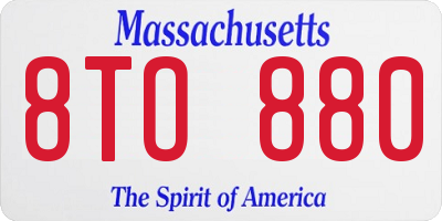 MA license plate 8TO880