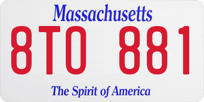MA license plate 8TO881