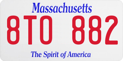 MA license plate 8TO882