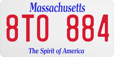 MA license plate 8TO884