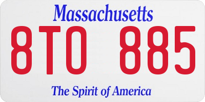 MA license plate 8TO885