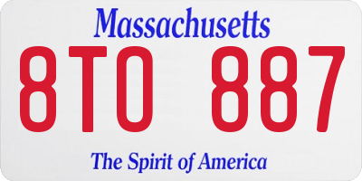 MA license plate 8TO887