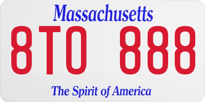 MA license plate 8TO888