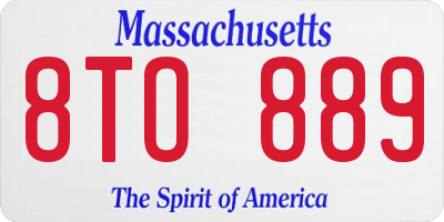 MA license plate 8TO889