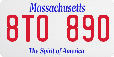 MA license plate 8TO890