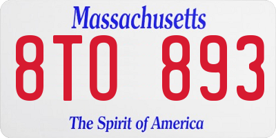 MA license plate 8TO893