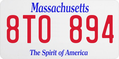 MA license plate 8TO894