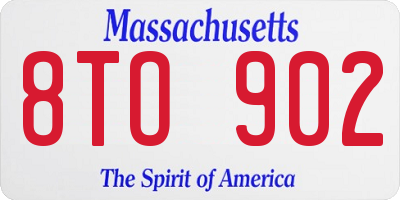 MA license plate 8TO902