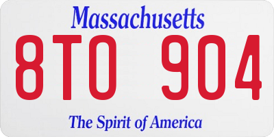 MA license plate 8TO904