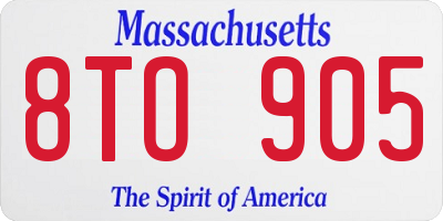 MA license plate 8TO905