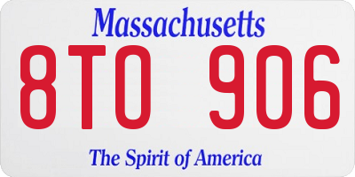 MA license plate 8TO906