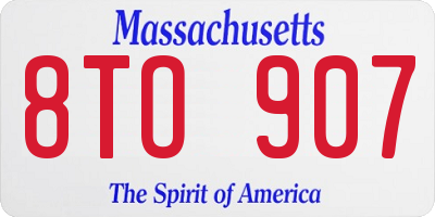 MA license plate 8TO907