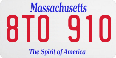 MA license plate 8TO910
