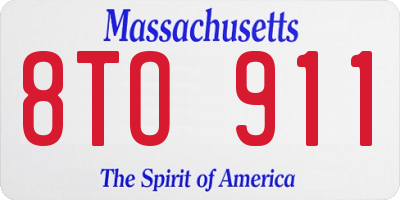 MA license plate 8TO911