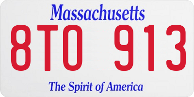 MA license plate 8TO913