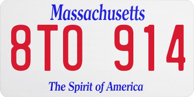 MA license plate 8TO914