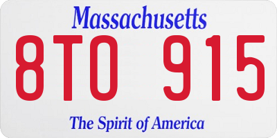 MA license plate 8TO915