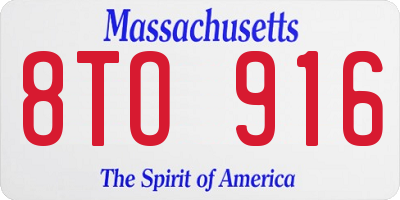 MA license plate 8TO916