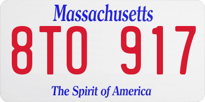 MA license plate 8TO917