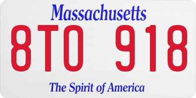 MA license plate 8TO918