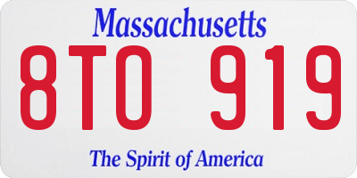 MA license plate 8TO919