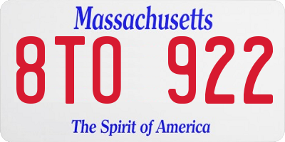 MA license plate 8TO922