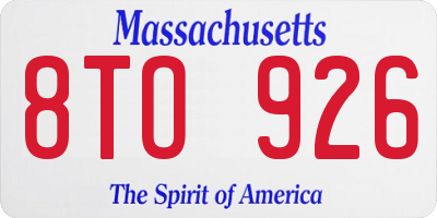 MA license plate 8TO926