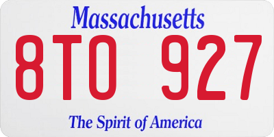 MA license plate 8TO927
