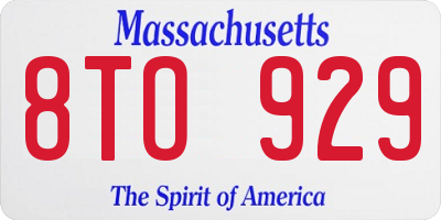 MA license plate 8TO929
