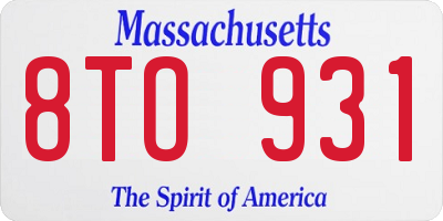 MA license plate 8TO931