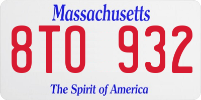 MA license plate 8TO932