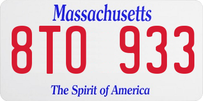 MA license plate 8TO933
