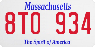 MA license plate 8TO934