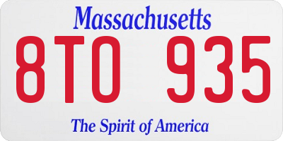 MA license plate 8TO935