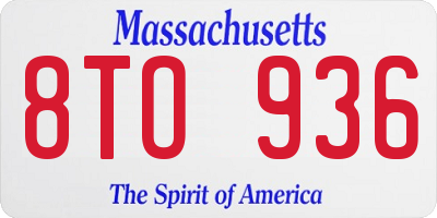 MA license plate 8TO936