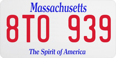 MA license plate 8TO939