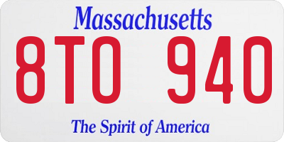 MA license plate 8TO940