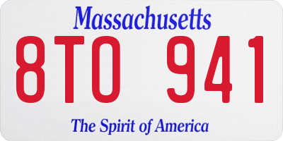 MA license plate 8TO941
