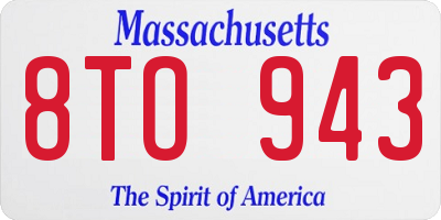 MA license plate 8TO943