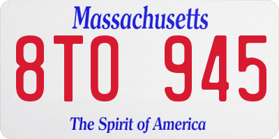 MA license plate 8TO945
