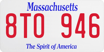 MA license plate 8TO946