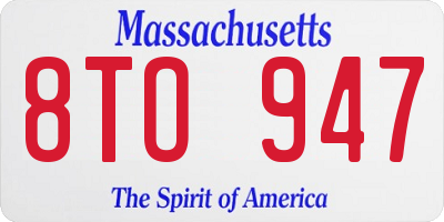 MA license plate 8TO947