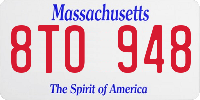 MA license plate 8TO948