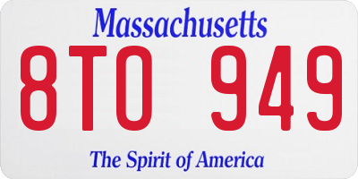 MA license plate 8TO949