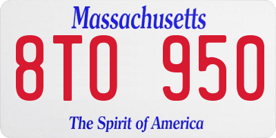 MA license plate 8TO950