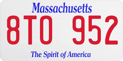 MA license plate 8TO952