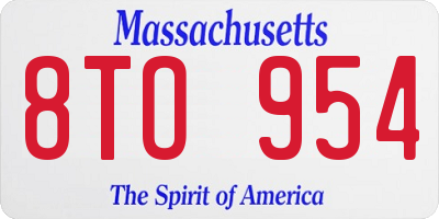 MA license plate 8TO954