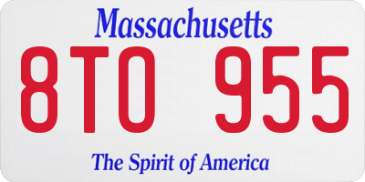 MA license plate 8TO955